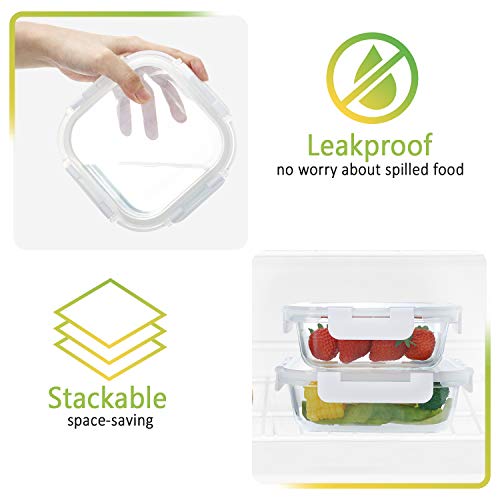 M MCIRCO 24-Piece Glass Food Storage Containers with Upgraded Snap Locking Lids,Glass Meal Prep Containers Set - Airtight Lunch Containers, Microwave, Oven, Freezer and Dishwasher,White - color: White