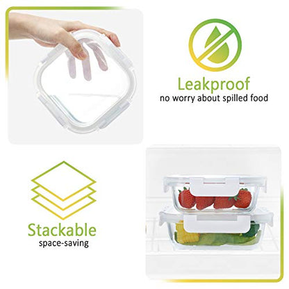 M MCIRCO 24-Piece Glass Food Storage Containers with Upgraded Snap Locking Lids,Glass Meal Prep Containers Set - Airtight Lunch Containers, Microwave, Oven, Freezer and Dishwasher,White - color: White