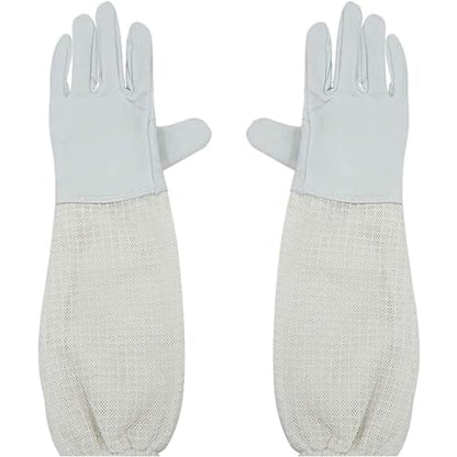 Luwint Premium Goatskin Beekeeping Gloves, Bee Beekeeper Gloves with 3 Layers Ventilated Mesh Sleeve and Elastic Cuffs - size: Small