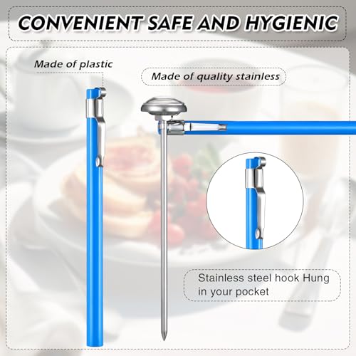Xuhal 6 Pcs Stainless Steel Kitchen Thermometer with 5 Inch Long Stem 1 Inch Dial Thermometer Milk Frothing Food for Oven Probe Meat Grill BBQ Cooking Chocolate Water(Blue) - color: blue