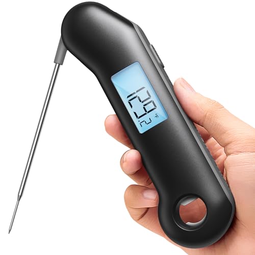 ProfessionaI Meat Thermometer Digital, 3X Faster 0.5 Sec Instant Read, NIST Certified Accuracy ±0.5°F, 100% Waterproof, Auto-Rotating Bright Display, for Candy/Grill/BBQ, Black & Gray - color: Black & Gray