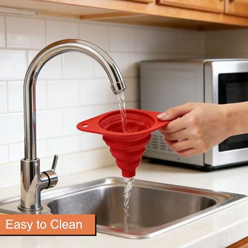 Food Grade Silicone Collapsible Funnels, New Upgrade Kitchen Funnel Set Portable Small Funnels, for Kitchen, Small Medium and Large Funnels Easy Clean & Space-Saving (8)
