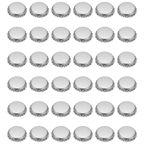 uxcell 108 Pcs Oxygen Absorbing Beer Bottle Caps, 32mm Pry Off Bulk Crown Caps Bottle Toppers for Soda Beer Wine Glass Bottles Home Brewing DIY Pendants or Craft Scrapbooks, Silver - color: Silver