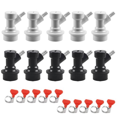 Ball Lock Cornelius Keg Disconnect LUCKEG Brand Corny Keg Quick Disconnect Corny Keg Post Keg Fittings Include Ball Lock Gas and liquid Disconnect 1/4 Barb for Homebrew with Worm Clamps (5pairs)