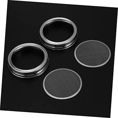 2pcs Stainless Steel Sprouting Screen Lids for Wide Mouth Mason Jars Fermentation Lids Mesh Strainer - size: Size 3