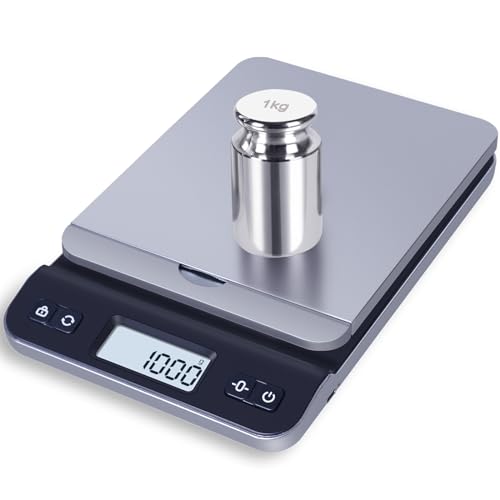 QP 1000g Calibration Weights, OIML Class M1 High Precision Gram Weights, Stainless Steel Scale Calibration Weight for Digital Scale, Balance Scale, Chrome Finish Scale Weights with Storage Case - size: 1000g