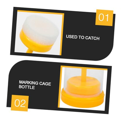 Toddmomy Marking Bottle with Long Plunger Bee Marking Kit for Beekeeping Identification 1.77X1.77X3.93 Inch Queen Marker Tool