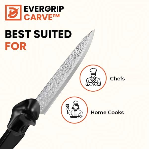 EverGrip Pro Chef Knife 8 Inch, High Carbon Stainless Steel Full Tang Kitchen Knife, Ergonomic Handle for Chopping, Slicing & Dicing, Left Handed