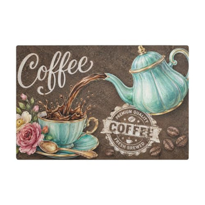 Coffee Themed Dish Drying Mat For Kitchen Counter 24 "X16" Absorbent Non-Slip Rubber Backed, Quick Dry Silicone Pad For Coffee Machine Dish Rack