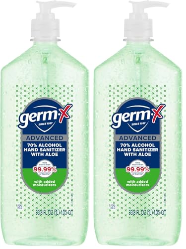 Germ-X Hand Sanitizer Gel with Aloe and Vitamin E | Moisturizing | No Rinse Formula | Pump Bottle | 1 Liter Pack of 2 - size: 33.8 Fl Oz (Pack of 2)