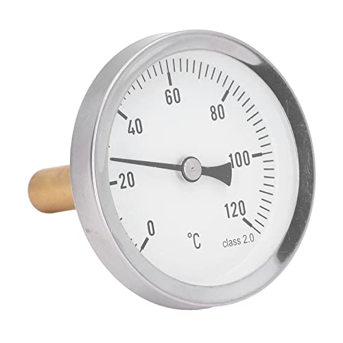 63MM Dial Thermometer, Temperature Measurement Range 0～120℃, IP55 Waterproof, Bimetallic Pointer Type Thermometer for Textile, Medicine, Barbecue and Other Industries