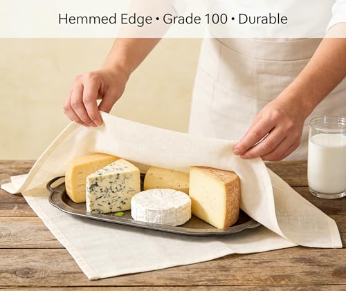 8 PCS Reusable Cheesecloth, Grade 100, 20x20 Inch Hemmed Cheese Cloth, 100% Cotton Unbleached Strainer for Cooking, Baking, Juicing and Cheese Making