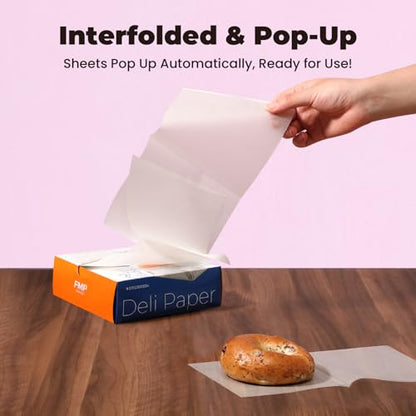 Fit Meal Prep [500 Pack] 6 x 10.75" Wax Paper Sheets for Food, Interfolded Precut Deli Paper, Pop Up Grease-Proof Sandwich Paper Wraps, Waterproof for Lunch, Food Basket, Microwave Cover, BBQ - size: 6 x 10.75"