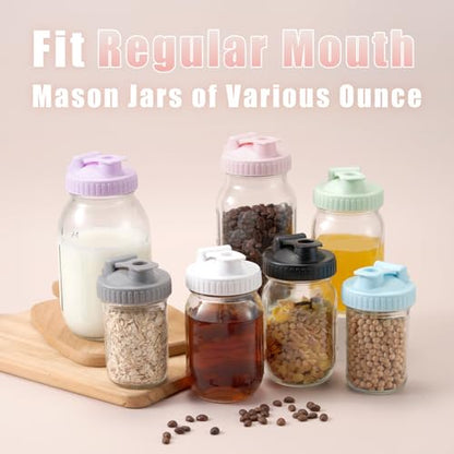 4 Pack Regular Mouth Mason Jar Pour Spout, Mason Jar Pitcher Lids with Leakproof Airtight Flip Cap, Reusable Plastic Canning Lids for Drinking Salad Dressing Pouring, Jar Lids, Black & White - color: Black & White, size: Regular Mouth