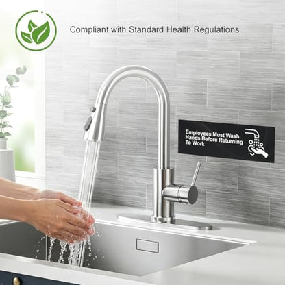 Magicfour 5 Pack Employees Must Wash Hands Sign, 9" x 3" Self-adhesive Wash Hands Sign for Restroom, Bathroom, Commercial Kitchens, Restaurant, Workplace, Hotels - size: 5Pcs Hand Wash Labels 9”x3“