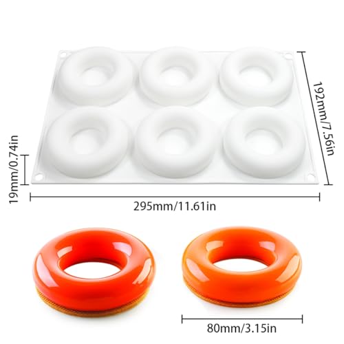 3D Donut Silicone Mold, Cupcake Baking Pan Mousse Tray Molds, Kitchen Cake Decorating Fondant Mould for Pumpkin Shaped Baking Mousse Cake, 6-Cavity Non-Stick Silicone Moulds (D_ Donut) - size: D_ Donut