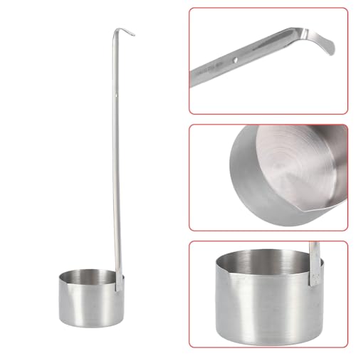 Tiiyee Stainless Steel Wine Ladle, Spout Dipper Sauce Ladle Beer Pouring Measure Spoon Flat Bottom With Hanging Hook Long Handle Kitchen Measuring For Cooking Pouring Oil Vinegar Soy(500ML) - size: 500ML