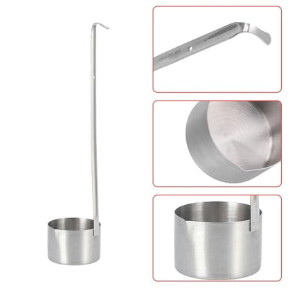 Tiiyee Stainless Steel Wine Ladle, Spout Dipper Sauce Ladle Beer Pouring Measure Spoon Flat Bottom With Hanging Hook Long Handle Kitchen Measuring For Cooking Pouring Oil Vinegar Soy(500ML) - size: 500ML