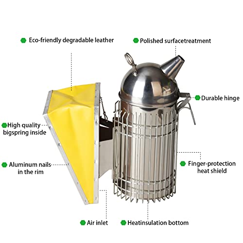 Cute Bear-Shaped Domed Bee Smoker | Sustained Burning for 30-50 Hive Inspections, 4x11" Stainless Steel Beekeeping Tool