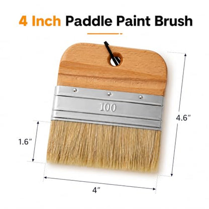 4 Inch Flat Paddle Paint Brush, Paint Brush with Short Wooden Handle, Natural Bristle Brush, Wide Paintbrush for Stains, Varnishes, Wall Painting, Furniture Refinishing & DIY Craft Projects - size: 4 Inch Paddle Paint Brush