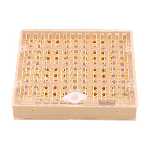Oumefar Plastic Queen Rearing System Beekeeping Bee Grafting Kit, 110 Cell Cups 12 Cell Bar Blocks Caps 10 Hair Roller Cages 1 Box with Plastic Set for Laying Eggs