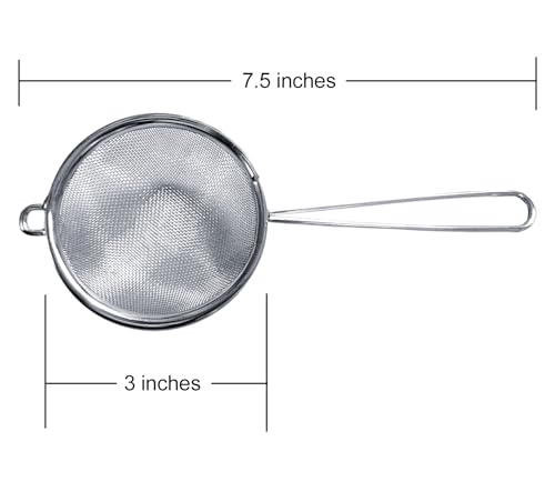 Cuisinox Fine Mesh Strainer, Stainless Steel with Handle, 3" x 8" - size: 3" x 11"