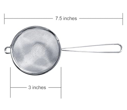 Cuisinox Fine Mesh Strainer, Stainless Steel with Handle, 3" x 8" - size: 3" x 11"