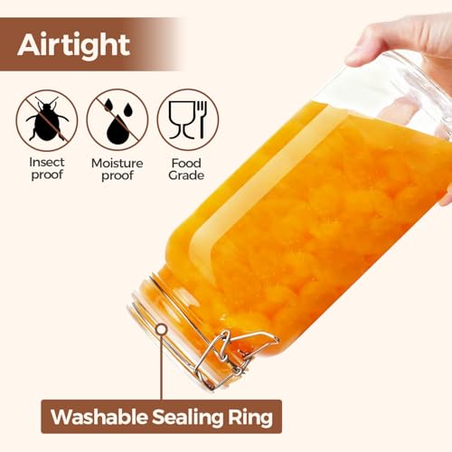 ComSaf 3-Pack 78oz Large Square Airtight Glass Jars for Bulk Food, Holds a 4lb Bag of Sugar or 5lb of Rice, Wide Mouth Canister for Flour, Coffee & Pantry Organization - size: 78oz*3