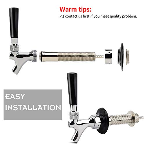 OneBom Beer Faucet with Nipple 4'' Shank Assembly,3/16’’I.D. Bore for Keg Fridge Keezer (4'' Shank) - color: 4'' Shank