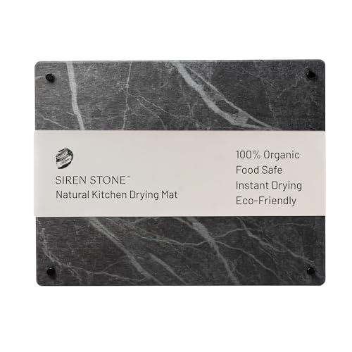 Natural Stone Dish Drying Mat 18" x 14", Slate Color - Diatomaceous Earth Kitchen Mat | Quick Drying, Non-Toxic, BPA-Free, Eco-Friendly | Female-Founded USA Brand - color: Slate, size: 18" x 14"