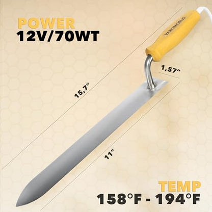 Varomorus 11" Stainless Steel Beekeeping Hot Knife Uncapping Decapping Bee Honey Equipment Bee Hive Hand Tool 12V/70Wt