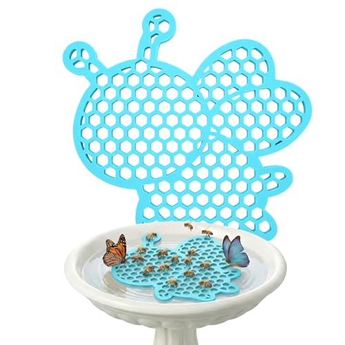 Bee Watering Station for Garden Floating with Safe Landing Pads | Butterfly & Pollinator Watering Station| Beekeeping Supplies & Outdoor Garden Décor. Honeybee - Blue - color: Blue