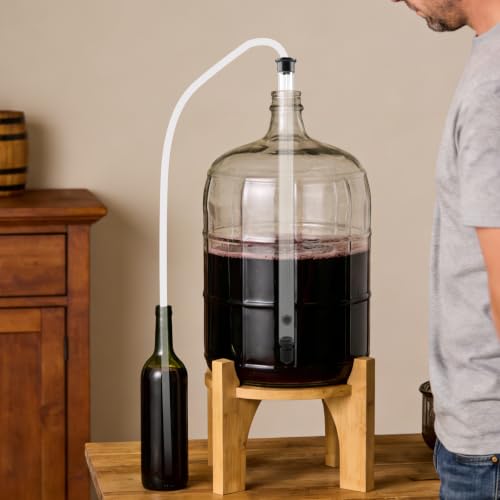 Auto Siphon Racking Cane 35cm, Fast Auto Flow Siphoning Kit For Wine Beer Making, Home Brewing Siphon Pump With Tubing And Clamp, Sediment Separator For White Red Wine Fruit Wine, Black
