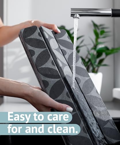 Large Stone Drying Mat for Kitchen Counter, 23.6" x 15.3" Quick Dry Foldable Diatomaceous Earth Dish Drying Mat, Stain-Hiding Design, Eco-Friendly Large Sink Mat for Dishes and Utensils