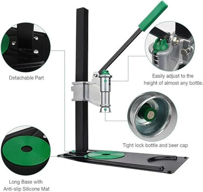 Adjustable Height Counter Top Capper Manual Bottle Capper Tool,26-29mm Heavy Duty Strong Metal Bench Bottle Capper, Beer Bottle Capping Machine for Home Brewing
