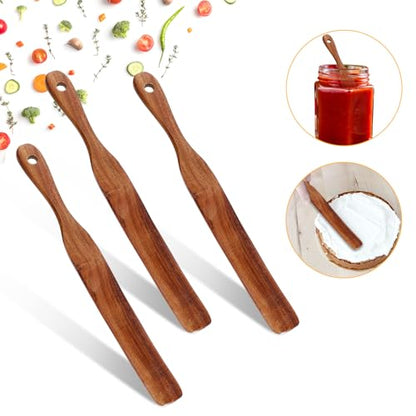 Skinny Wooden Spurtle for Sourdough Starter Spreading Baking Mixing Sourdough Spoon Stirring Stick Wood Bread Spatula Wood Flat Kitchen Utensils for Cooking Flat Spurtles Scraper Jar Spatula