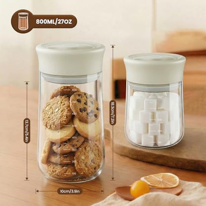OURCABECUE Wide Mouth Mason Jar 27 oz, 2026 Upgrade 90° Rotating Lid Glass Storage Jar, Food Grade Overnight Oats & Yogurt Jar, Dry Snacks Candies jar - color: White, size: 27OZ