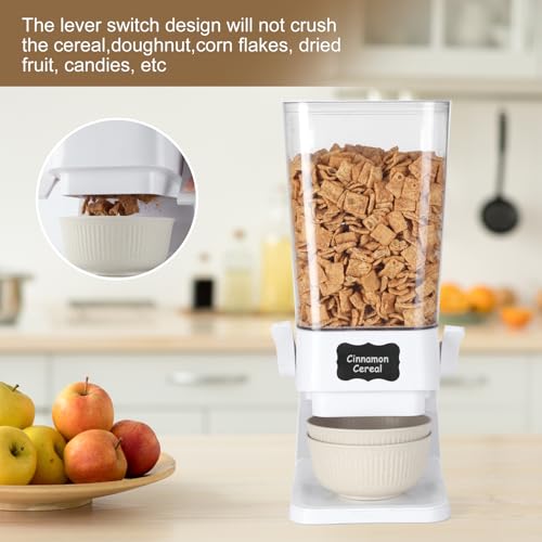 Cereal Dispenser Countertop with Cereal Bowls,16 Labels & Pen, Cereal Containers Storage, Candy Dispenser, Dry Food Dispenser For Pantry - Not Easy to Crush Food (White, 2 Pack) - color: White 2Pack