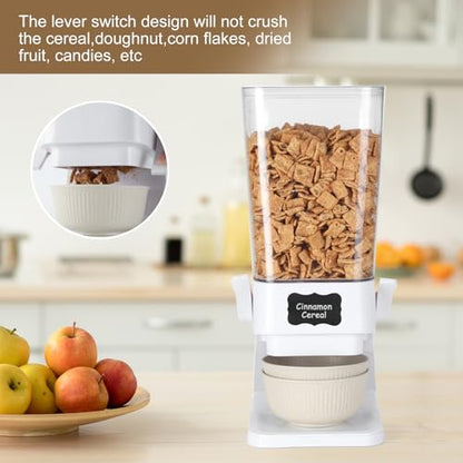 Cereal Dispenser Countertop with Cereal Bowls,16 Labels & Pen, Cereal Containers Storage, Candy Dispenser, Dry Food Dispenser For Pantry - Not Easy to Crush Food (White, 2 Pack) - color: White 2Pack