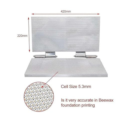 Beeswax Foundation Sheet Mold, Natural Beeswax Foundation Sheets - 220x420mm, 4.9mm/5.4mm Eye Comb Press Tool for Beekeeping Supplies & Equipment(41.5 * 19.5 4.9mm) - size: 41.5*19.5 4.9mm