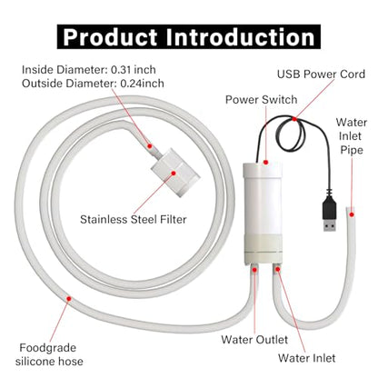 Portable USB Electric Auto Siphon Self Priming Beer Transfer Pump Kit, Food Grade Pump for Home Brew Beer,Wine, Beverages,Mead and Kombucha, 2LPM No Mess Leak, 197 Inch Hose