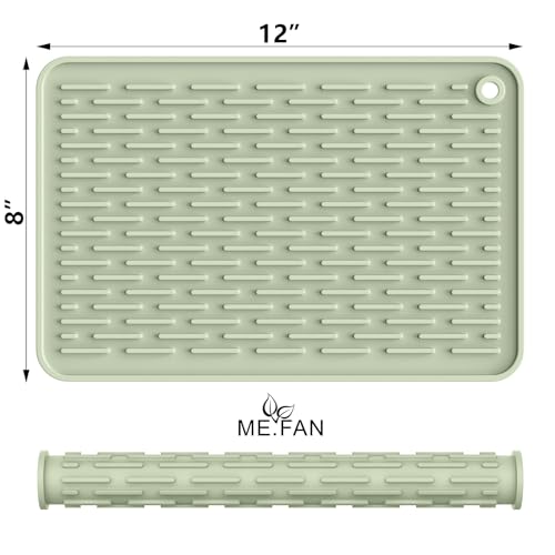 ME.FAN Silicone Dish Drying Mat for Kitchen Counter, Dish Drying Pad for Sink, Refrigerator or Drawer, Countertop Protection Pad S - 12'' x 8'' - Desert Sage - size: 8" x 12"