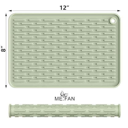 ME.FAN Silicone Dish Drying Mat for Kitchen Counter, Dish Drying Pad for Sink, Refrigerator or Drawer, Countertop Protection Pad S - 12'' x 8'' - Desert Sage - size: 8" x 12"