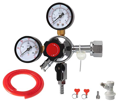 LUCKEG CO2 Regulator CGA320 Home Brewing Regulator Kit Beer Regulator Co2 Pressure Regulator with Safety Pressure Relief Valve for CO2 Tank keg kegging