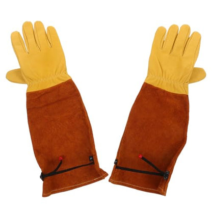 Leather Gardening Gloves Thorn-resistant Long Sleeve Protective Gloves for Men and Women L Size for Beekeeping Welding and Outdoor Gardening Tasks
