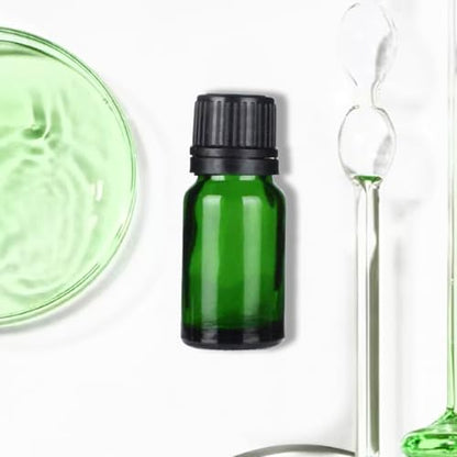 24 Pack 10ml Green Glass Essential Oils Bottles Empty Glass Dropper Vials Sample Bottle With Orifice Reducer and lid,for Aromatherapy Oils (Green, 10ml) - color: Green