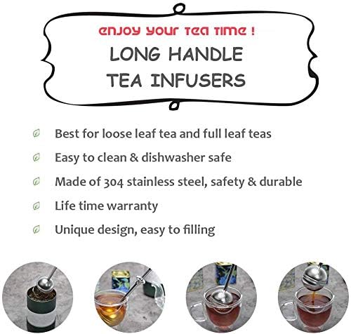 Long Handle Tea Ball for Loose Leaf Tea, Simple Pressing Operation, 2Pcs | Fine Mesh Holes, Stainless Steel Ball, No Tea Residue, For Cup and Teapot, Tea Lover Gift, Free Clean Brush - style: Long Handle Tea Ball x 2