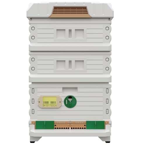 Apimaye Ergo Insulated 10 Frame Honey Maker 1 Deep 2 Medium Beehive Set (White Body Green Entrance)