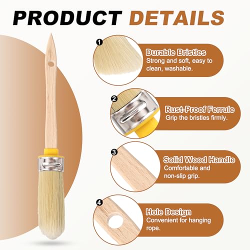 uxcell 5 Pcs Wax Paint Brushes, 2.1 x 0.8 Inch Chalk Stencil Brush, Oval PET Fiber Bristle with Wood Handle, Painting Tool for Furniture DIY Home Decor Art Crafts, Yellow - size: 2.1 x 0.8 Inch