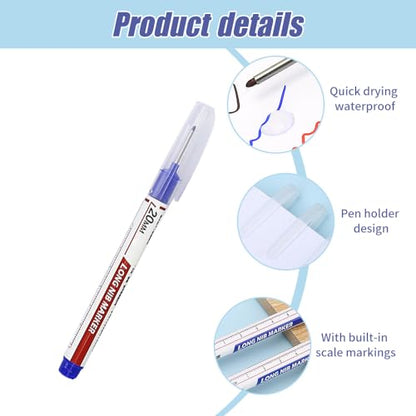 Eadwe 5PCS Long Head Deep Hole Marker Pens, 20mm Deep Reach Markers, Quick-dry Waterproof Long Nib Permanent Markers, Carpenter Ink Marker Pens, Construction Marking Tool, Metal Marking Pen (Green) - color: Green